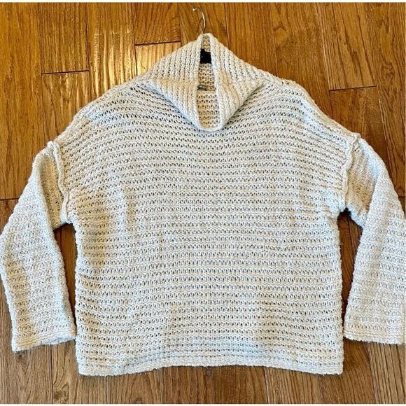 Aerie beige open knit wool blend cowl neck sweater size xs - Picture 1 of 9